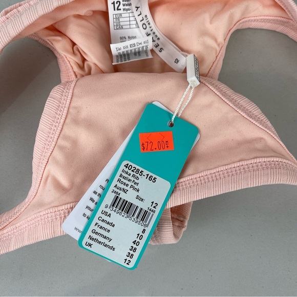 NEW Seafolly Inka Ribbed Brazilian Strappy Bikini Bottom Cheeky Women's Size 8 - Picture 8 of 9